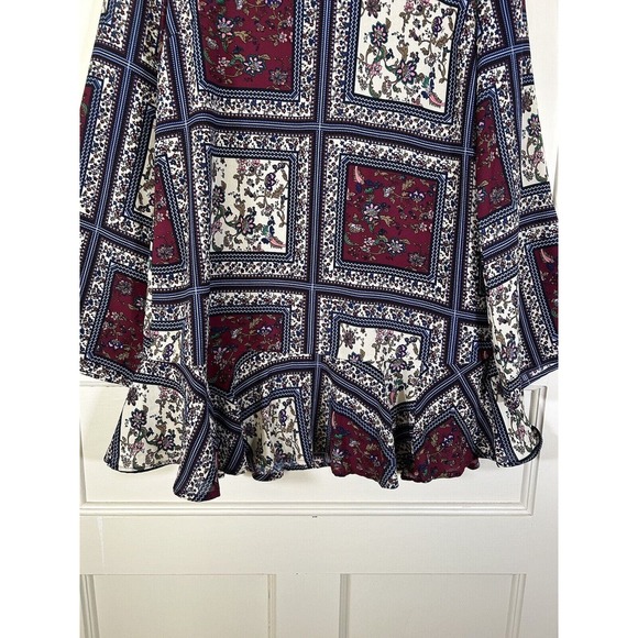 Lulus Women’s Crack A Smile Cream And Plum Multi Print Shift Dress Small - Picture 6 of 13